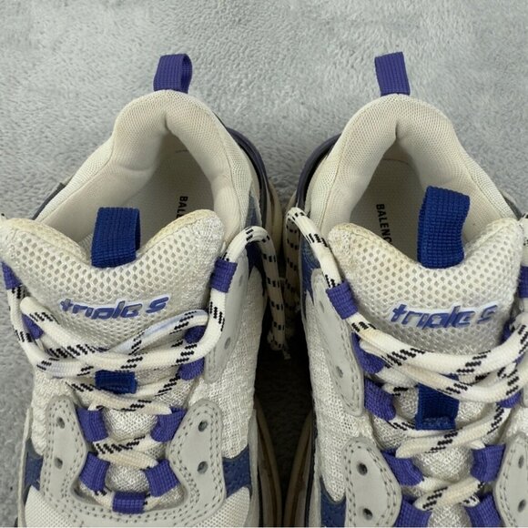Balenciaga Triple S White Purple Women Sz 7 US/4 UK/37 EU 541641 Style Authentic - Picture 4 of 16